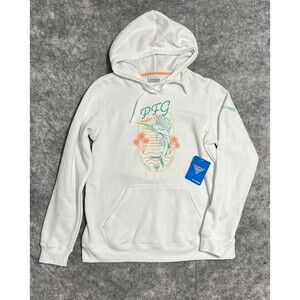 Columbia PFG Hoodie Women’s M Fleece Sweatshirt White Anglers Club Fishing NWT